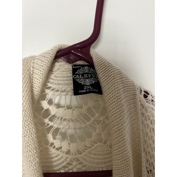 Cal style Crochet Knit Open Front Cardigan Kimono Size 2x Boho Lagenlook - Picture 7 of 8